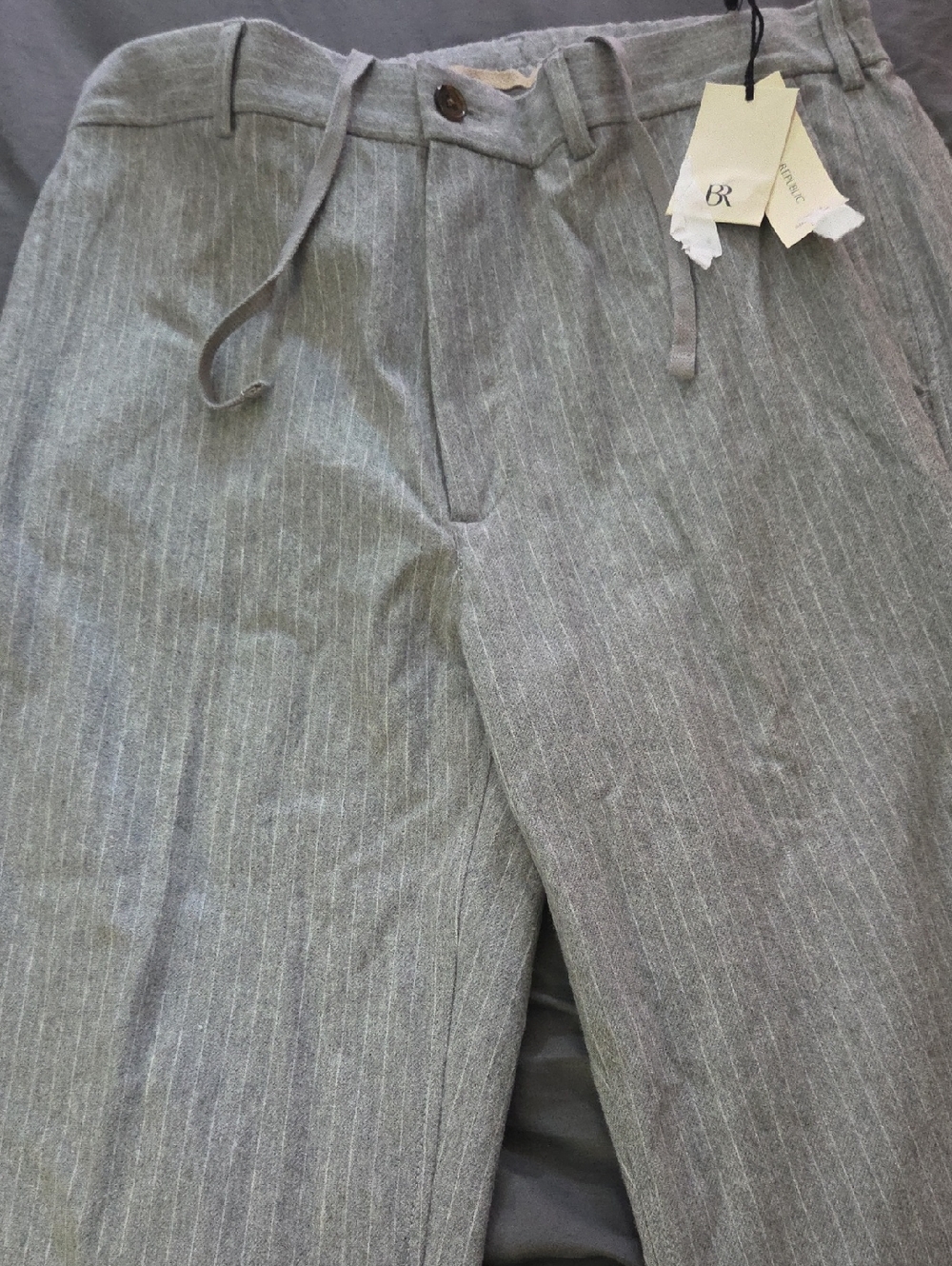 Tailored Straight Fit Flannel Banana Republic Gray Pinstripe Men's Dress Pants